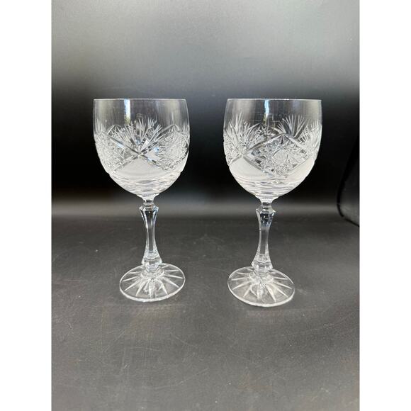 Vintage Bohemia Lead Crystal Wine and Water Goblet Set of 2 - Picture 8 of 8